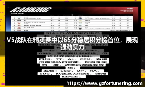 V5战队在精英赛中以65分稳居积分榜首位，展现强劲实力